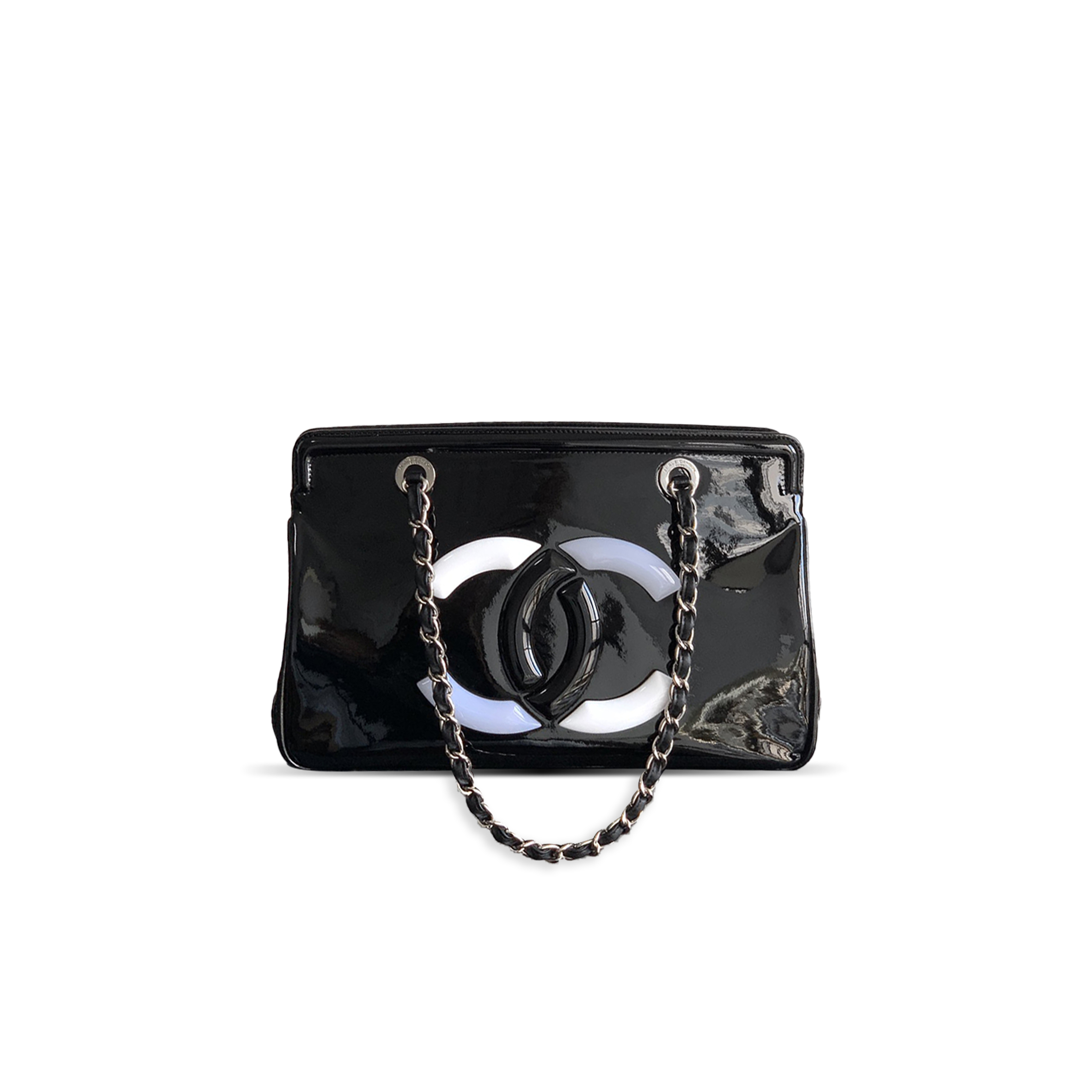 Ch**el cow patent leather tote black (33*32*12.5cm)